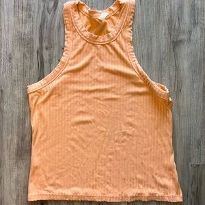 FP Movement by Free People Orange Ribbed Sleeveless Tank Top
